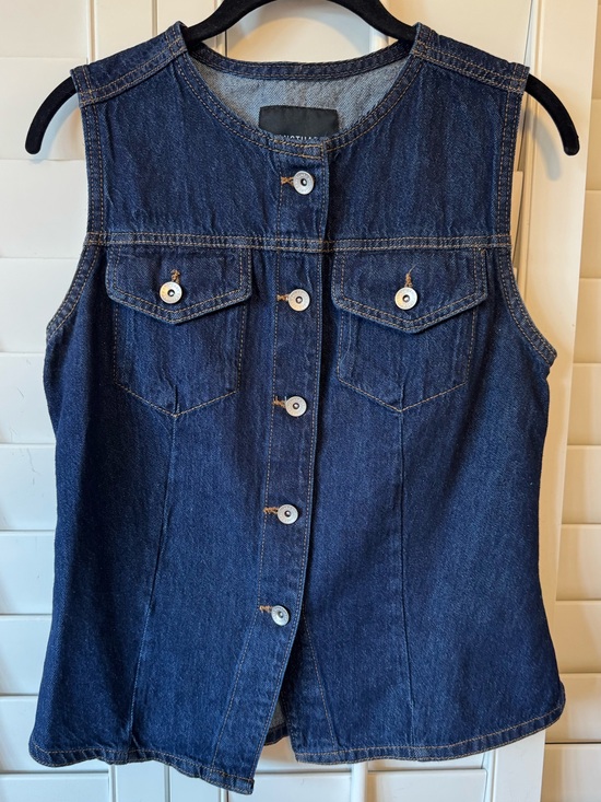 Sanctuary Tops - SANCTUARY - Classic Dark Blue Denim Vest - Sleeveless Button Front
